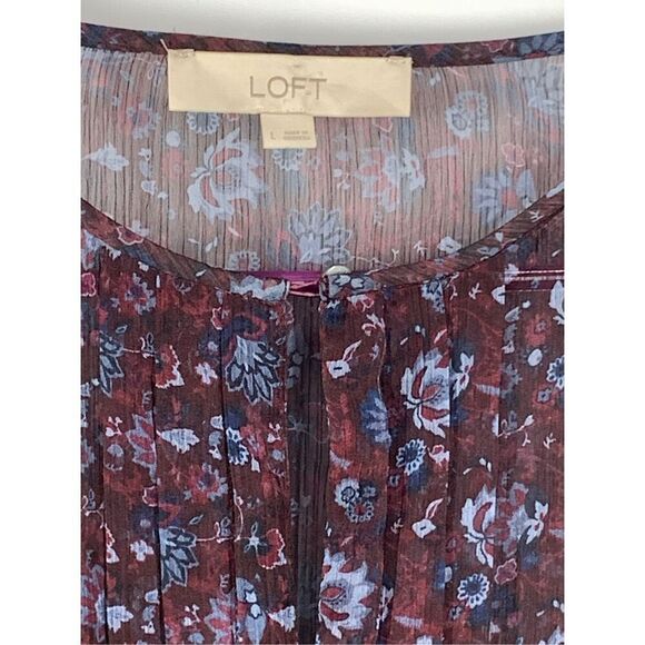 Loft Women's Floral Long Sleeve Sheer Boho Dress Multicolor Size Large NWOT - Picture 6 of 7